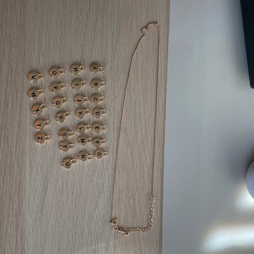Gold Initial Necklace with Charms